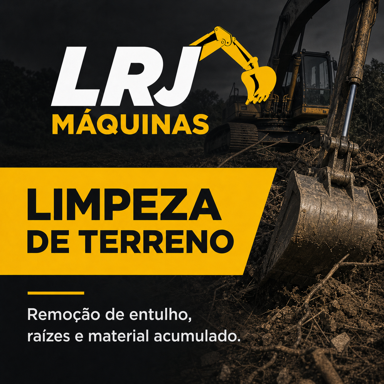 Arte do serviço de limpeza de terreno da LRJ Máquinas